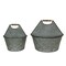 Large & Small Galvanized Metal Rustic Wall Pocket Planters Hanging Decor Set / 2